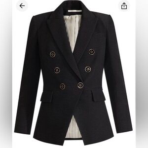 Veronica Beard Miller Textured Dickey Jacket Double-breasted, Black, Size 12